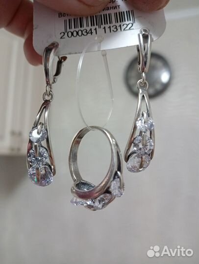 Бижутерия покрытие серебро/фианиты