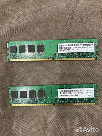 Оперативная память ddr2 apacer 1gb 2 планки