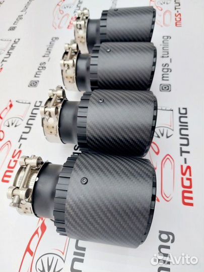 4 Насадки выхлоп Akrapovic Jet black карбон 102мм