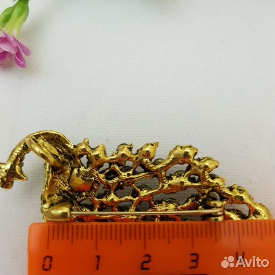 Брошь Павлин птица