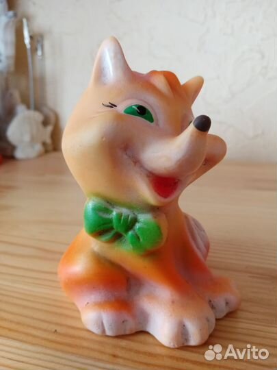 Лиса, лисенок, советская резиновая игрушка