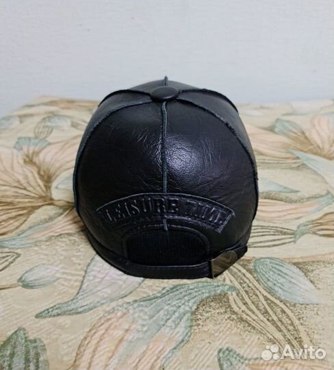 Бейсболка кожаная утепленная
