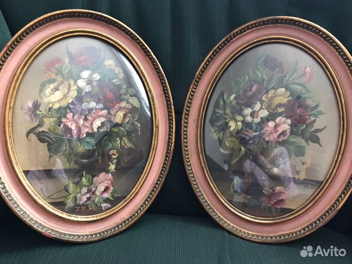 Картина овальная 23х30 масло Италия