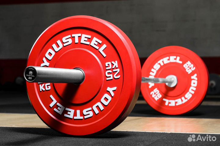 Диски для штанги каучуковые бамперные 5-25 кг
