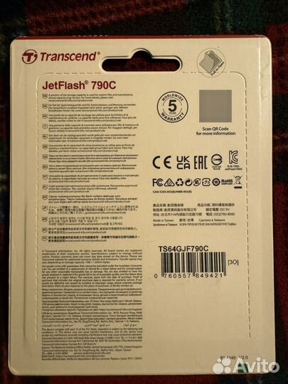 Флешка Transcend 64gb USB-C разъем