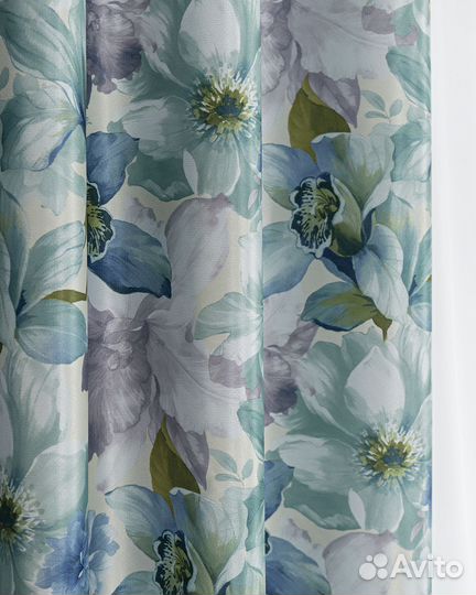 Шторы рогожка Жардин бирюзовый новые пошив