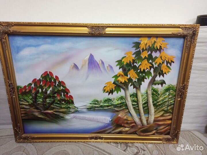 Картина натуральная кожа