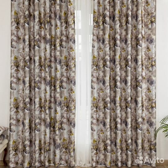 Портьеры рогожка Жардин Бронзовый шторы