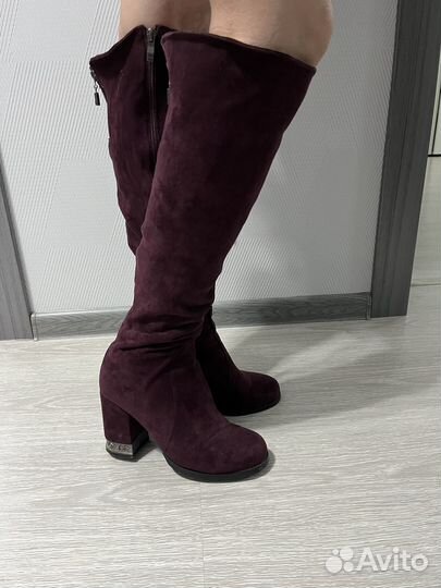 Сапоги женские замшевые