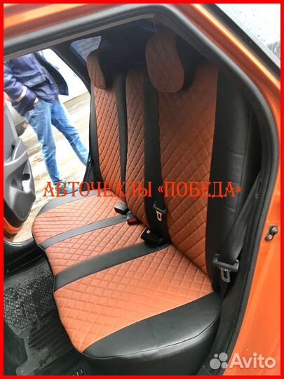 Чехлы Hyundai Solaris 1 Sd из экокожи чёрно-коричн