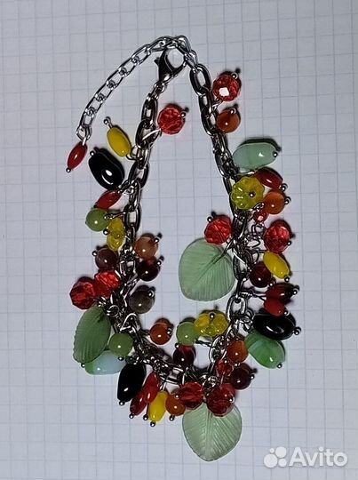 Браслет чешское стекло и натуральные камни