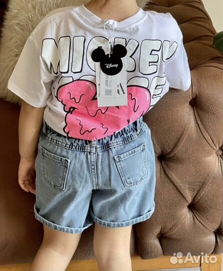 Джинсовые шорты с Минни маус zara 92-116 см