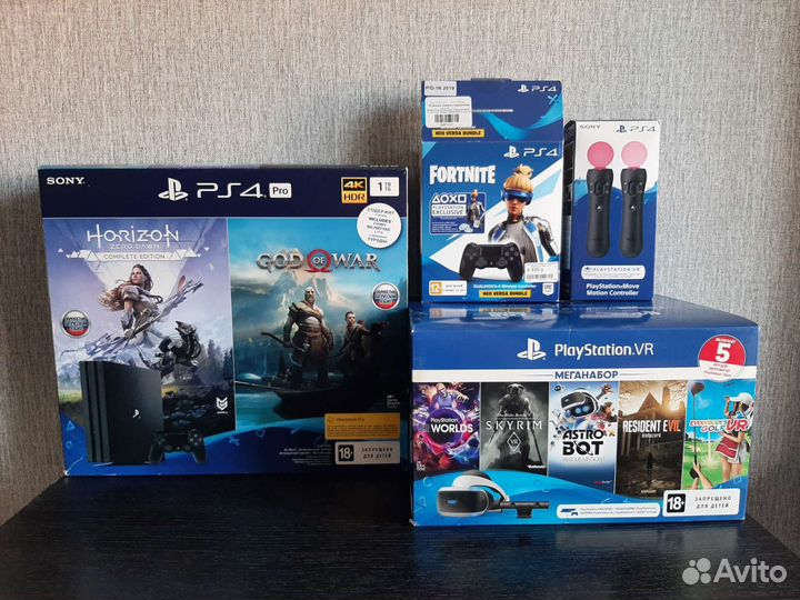 Sony playstation 4 PS4 pro 1tb с играми + vr
