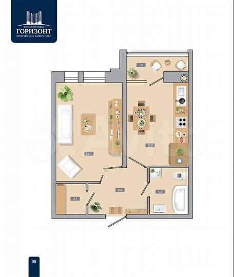 1-к. квартира, 46,7 м², 4/12 эт.