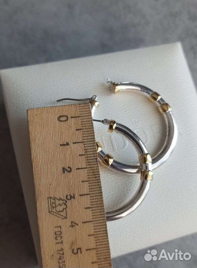 Серьги кольца 2 тона, ralph lauren