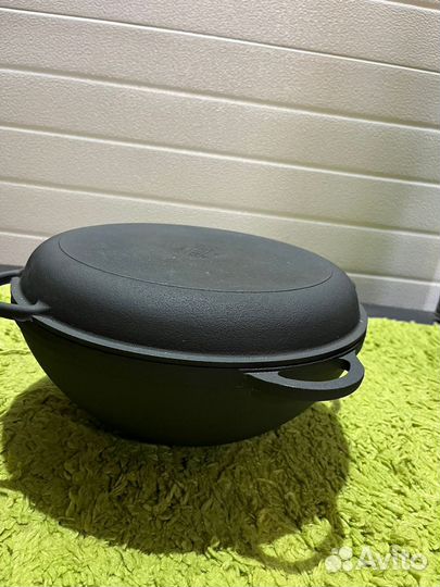 Чугунный казан 12 л. с крышкой сковородой. Ситон