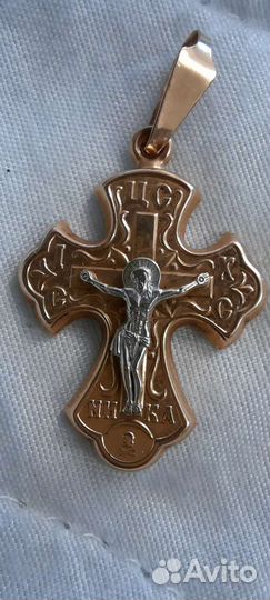 Золотая подвеска крест 585