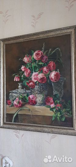 Картина Розы на холсте в багете