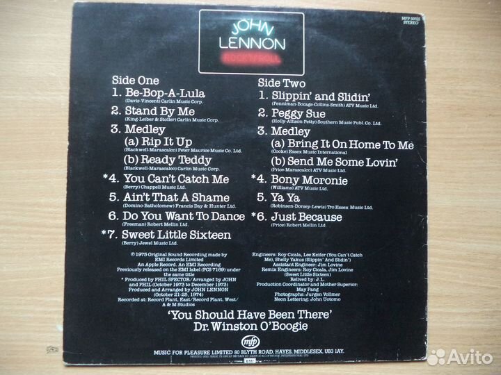 John Lennon – Rock 'N' Roll UK LP(Винил)