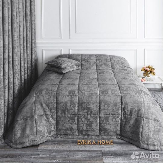 Покрывало Зарина темно-серый новое плед на кровать