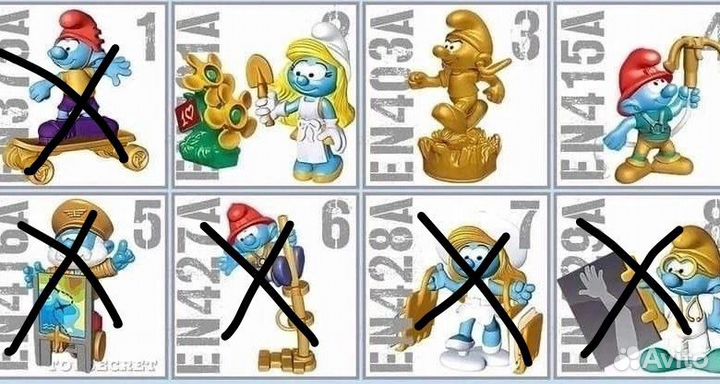 Игрушки из киндера Смурфики 2022г