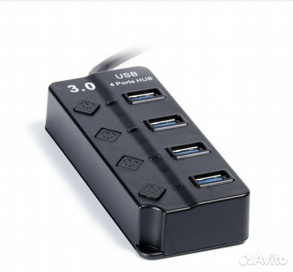 USB-хаб 4 порта sbha-7324-B SmartBuy, USB 3.0, чёр