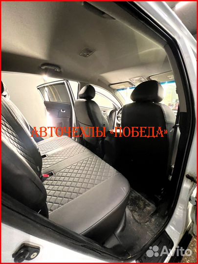 Чехлы Kia Sportage 3 из экокожи чёрные Ромб