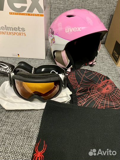 Горнолыжный шлем uvex детский+очки +балаклава