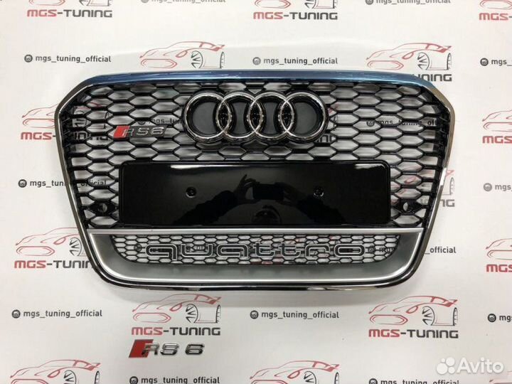 Решетка на Audi A6 в стиле RS6 кузов С7 дизайн 1