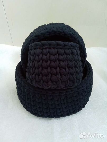 Корзины (набор из 3 штук) из трикотажной пряжи