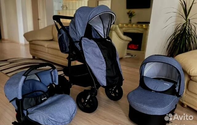 Коляска 3в1-Verdi Sonic Plus (Джинс+кожа)как новое