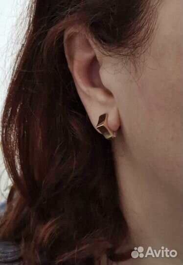 Итальянские золотые серьги 585 пробы двухсторонние