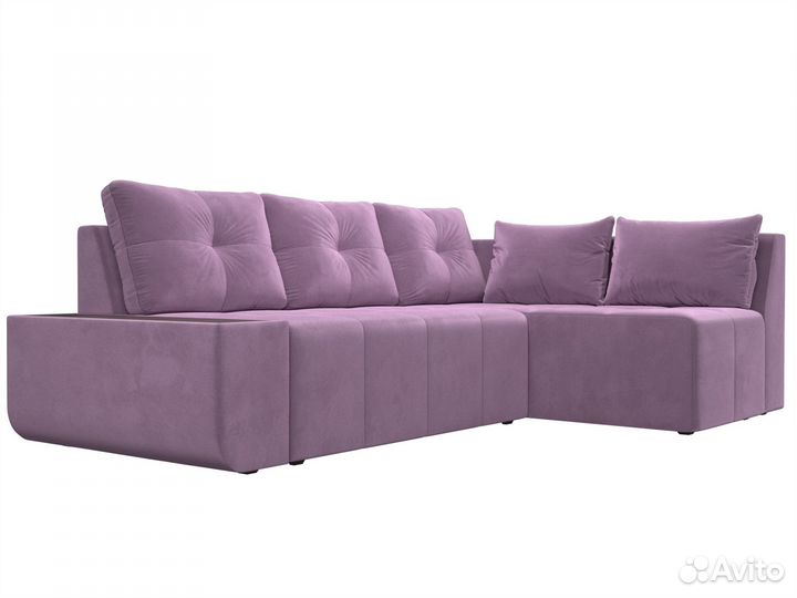 Диван угловой Амадэус правый угол, микровельвет, сиреневый