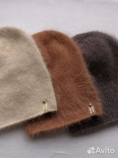 Вязаные шапки из пуха норки