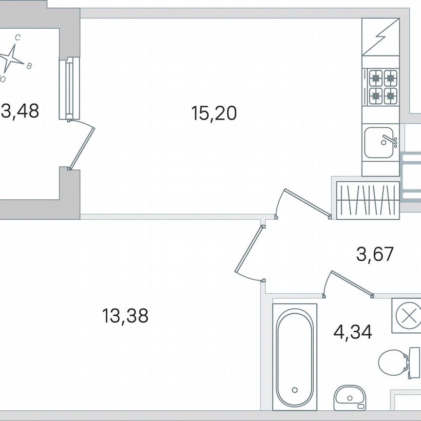 1-к. квартира, 38,3 м², 4/4 эт.