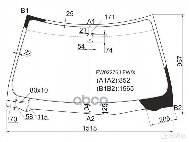 Стекло лобовое lexus ES300/330 01-06 FW02276 LF