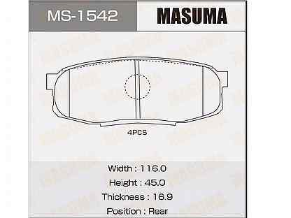 Колодки тормозные задние masuma MS-1542