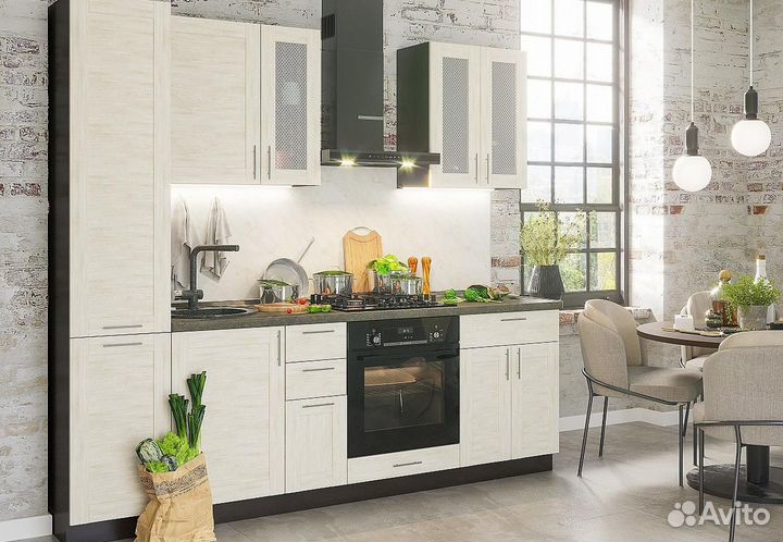 Кухонный гарнитур Лофт-02 Nordic Oak, Graphite сер