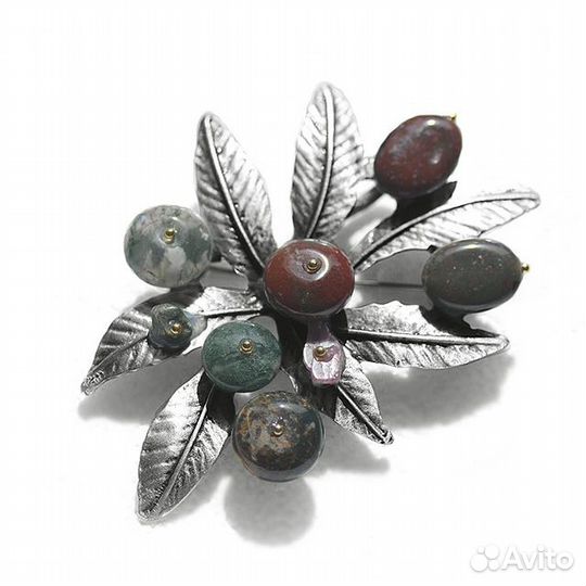 Премиум Брошь 2в1 Лесные Ягоды нат. камни Винтаж