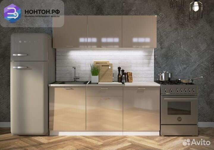 Кухня Ритмо 1.8м мдф капучино глянец