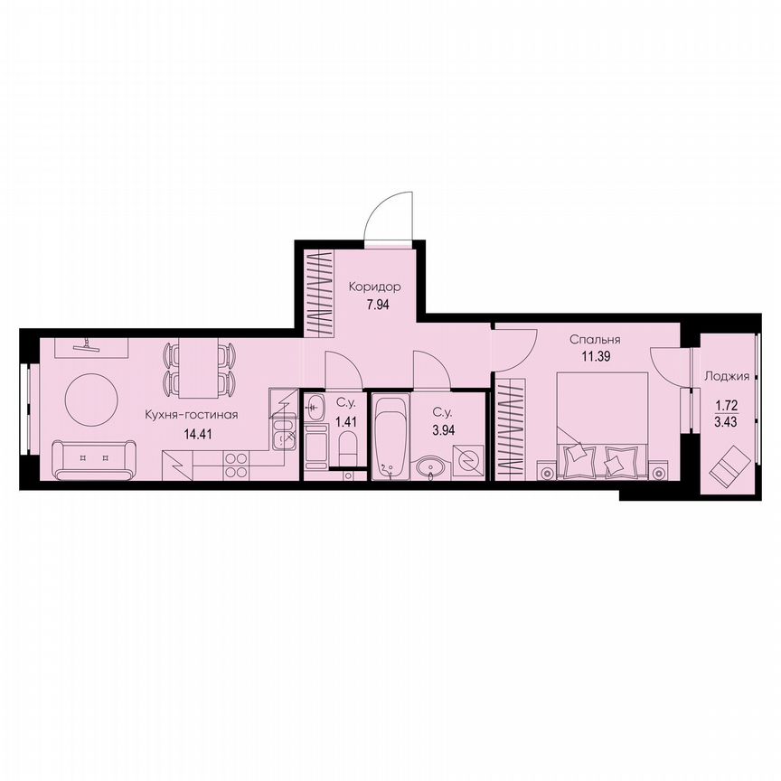 1-к. квартира, 40,8 м², 6/9 эт.