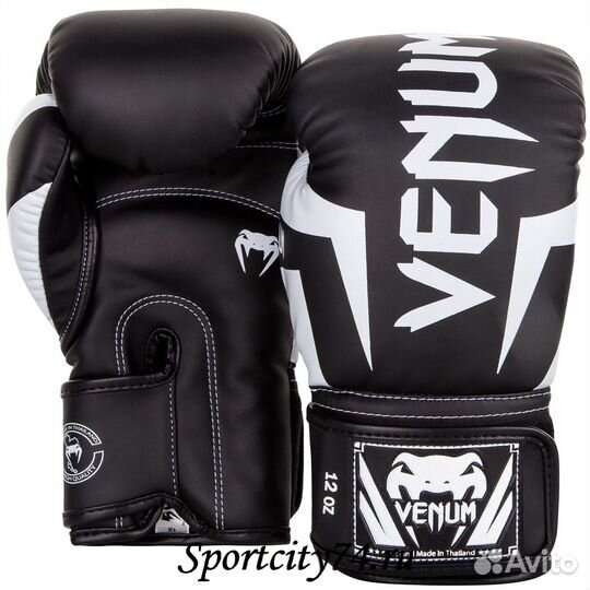 Перчатки боксерские Venum Elite черно-белые (12 ун