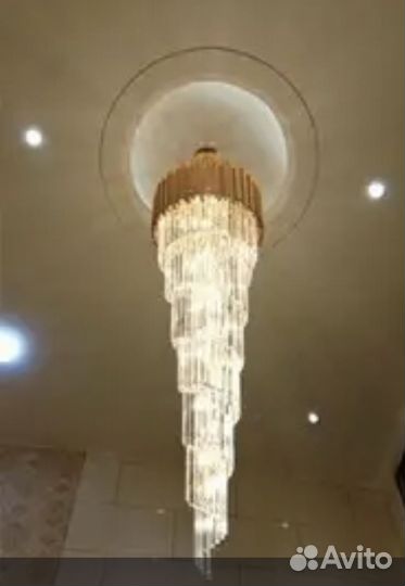 Люстра каскадная, H 1600/ 60. Стекло, цвет золото