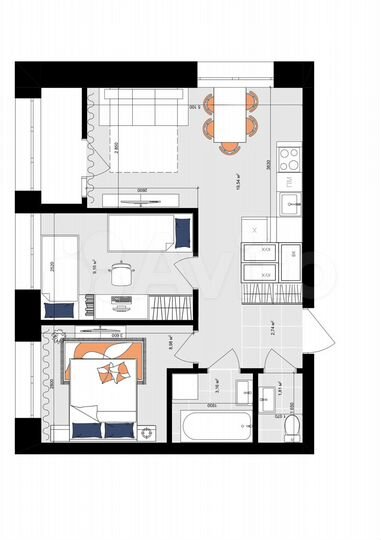 2-к. квартира, 48,2 м², 19/19 эт.