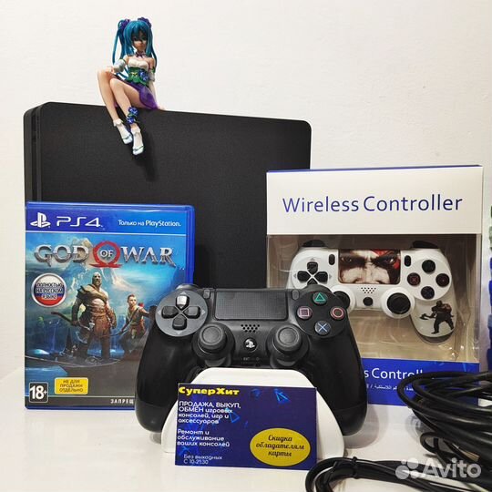 Ps4 Slim 500GB, 2 геймпада + диск.Магазин Гарантия