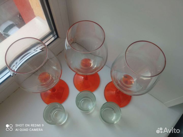 Набор 3 больших бокала + 3 стопки