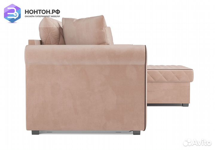 Угловой диван дельфин Берлин микровельвет бежевый