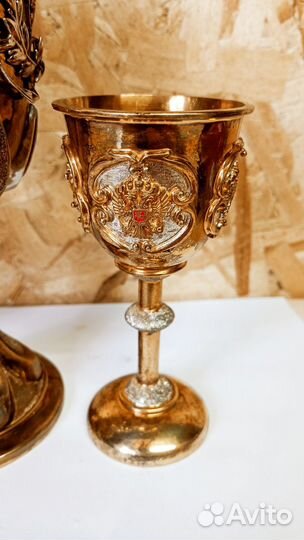 Бокал и 2 рюмки. Серебро покрыто золотом