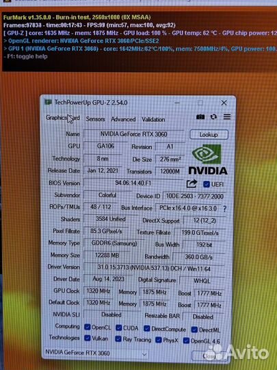 Видеокарта Colorful GeForce RTX3060 12GB Battle-Ax