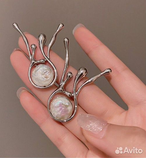 Серьги с натуральным жемчугом